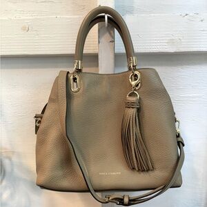 Vince Camuto Tan Shoulder Bag with Tassel Detail